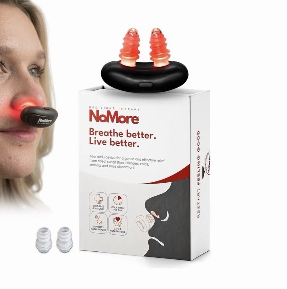 NoMore 660nm Red Light Nasal Therapy Device, 3 Settings Portable - Allergies
